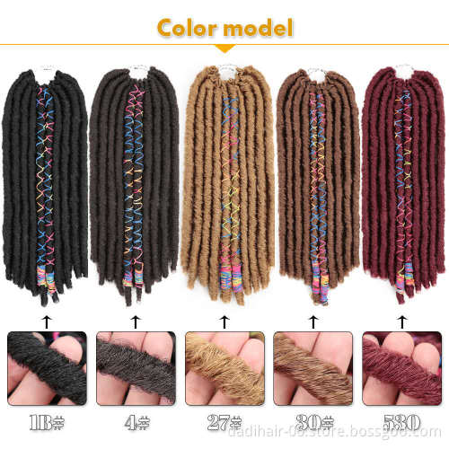 factoryBlack Straight Synthetic Crochet Braid hair,pre braided Gold Accent Crochet Bae Locs Braid 18 inch 10 strands 90g